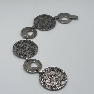 Mexico 925 Sterling Silver Aztec Mayan Calendar Link Bracelet